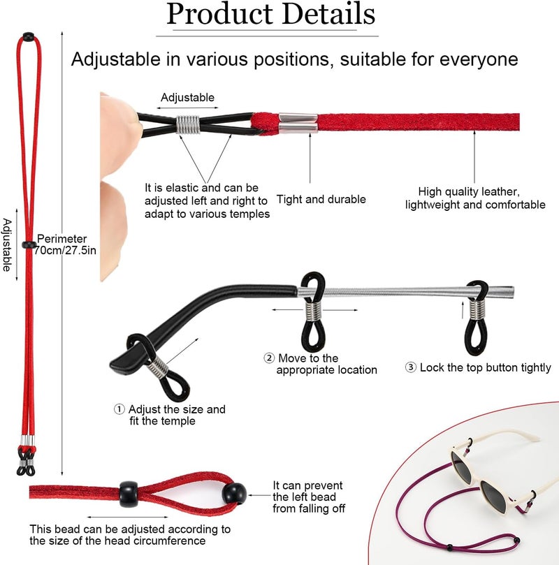 LORACOXS 12PCS Glasses Strap Eye Glasses Holders Around Neck Adjustable Leather Eyeglasses Reading Glasses Chain for Women - Image 4